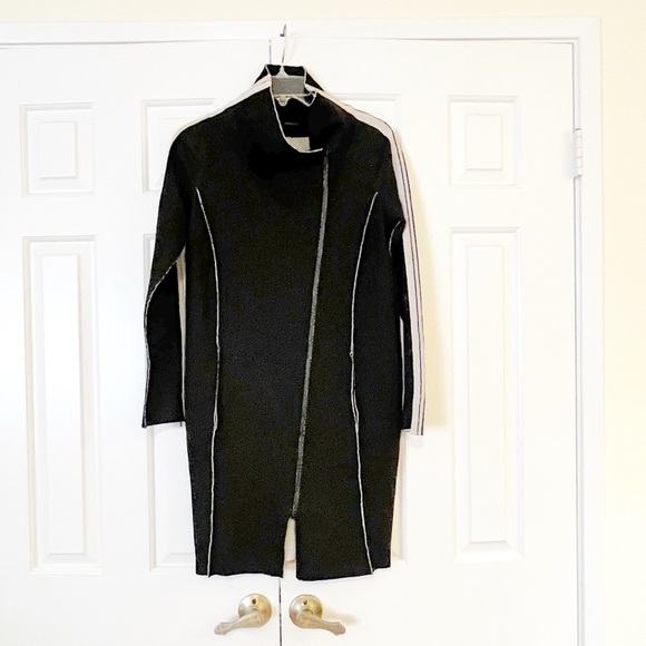 Annette Gortz full zip viscose blend black cream cardigan asymmetrical sweater - Picture 13 of 15